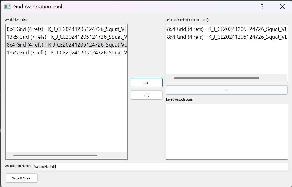 Grid Association Dialog