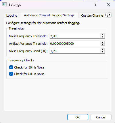 Automatic Channel Flagging Settings